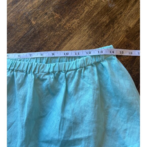 Charter Club Aqua Blue Knee Length Linen Pull On Skirt Tiered Small - Picture 5 of 6